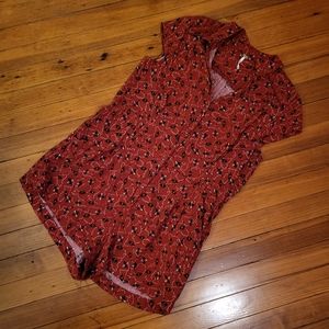 Free People Red Patterned Romper